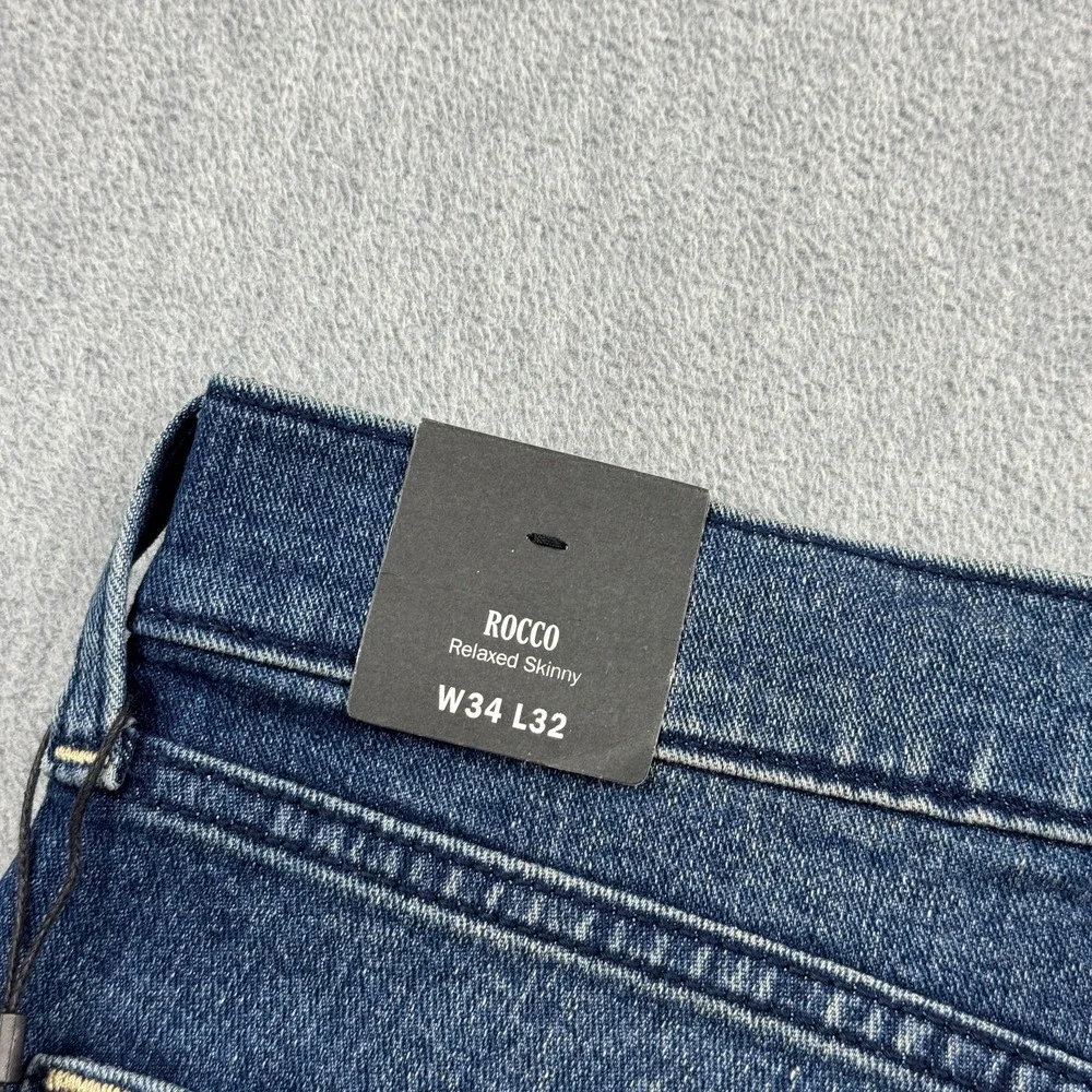 True Religion Jeans Mens 34x31 Rocco Moto Skinny Denim Pants Relaxed Casual NWT